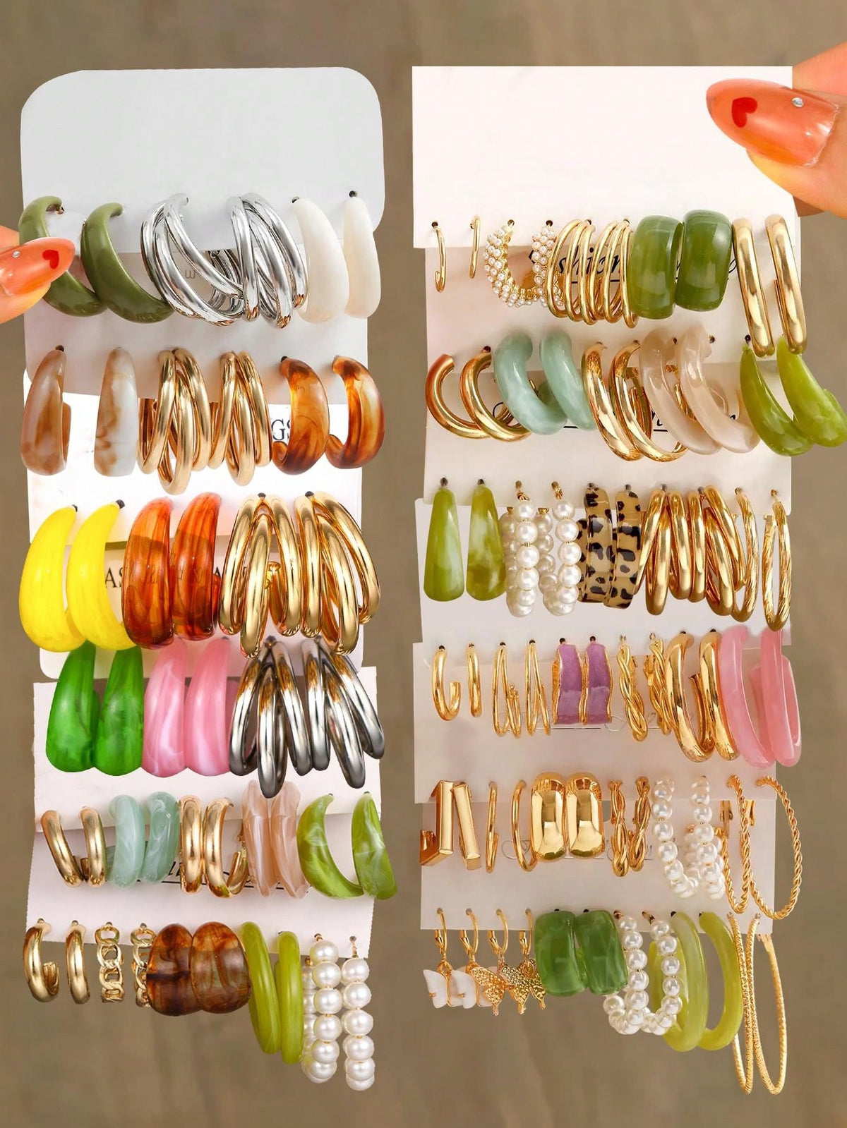 20pairs/Set Colorful Polyresin Earrings Set For Women, Perfect For Dating, Vacation And Daily Wear, Gift Option