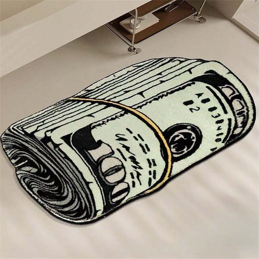 1pc Shaped Faux Knitted Carpet, Soft Anti-Slip Bathroom Living Room Bedroom Bedside Creative Washable Floor Rug