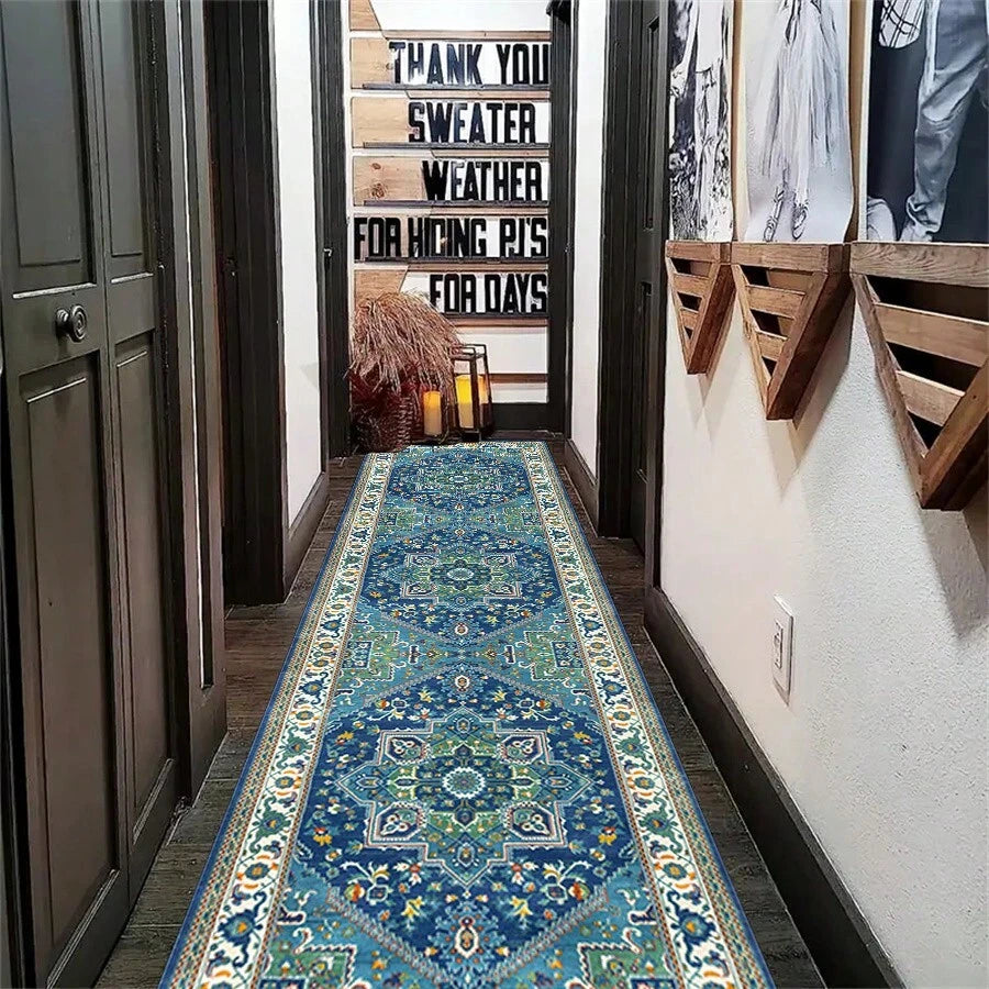 1pc Hallway Carpet, Entrance Doormat, Long Strip Washable Anti-Skid Faux Knitted Rug