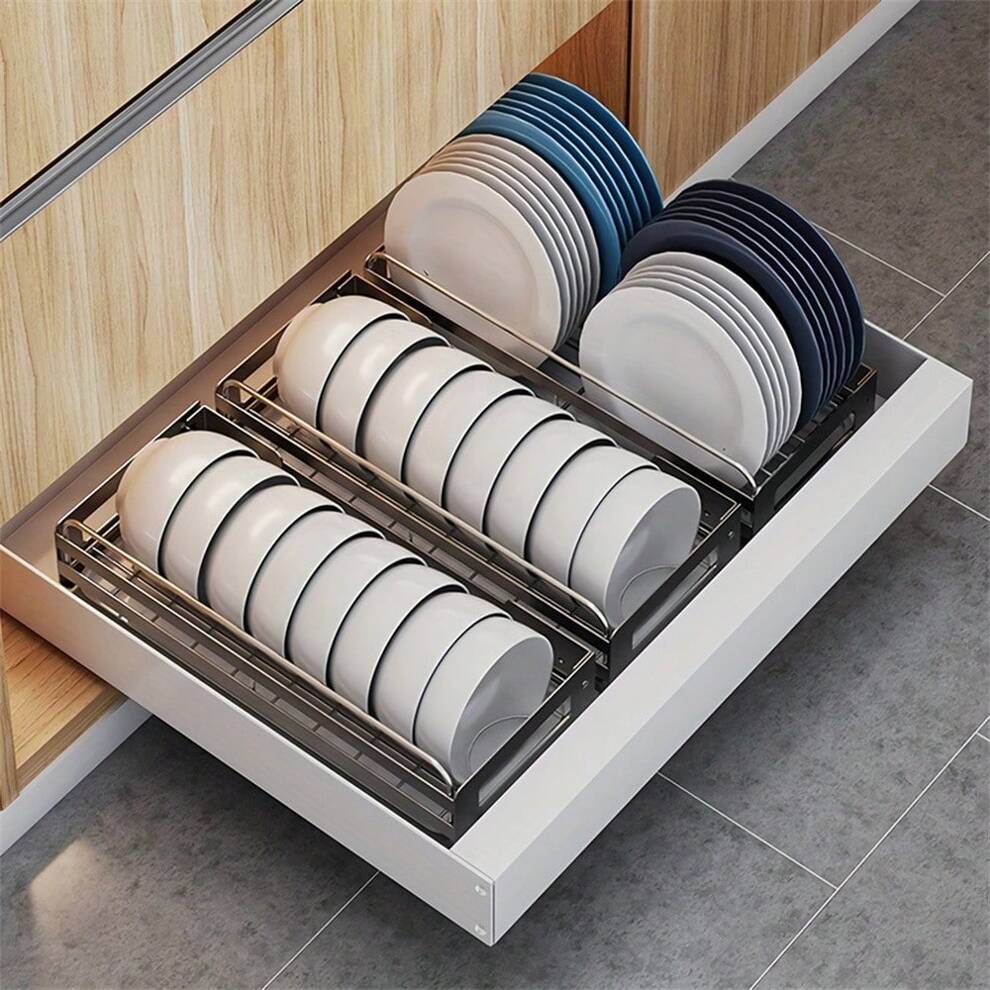 1pc Pull Out Drawers For Cabinets, Installation-Free, Metal Cabinet Drawer Pull Basket Storage Rack, Kitchen Storage For Seasoning Dishes, Pull-Out Storage Box Suitable For Sink