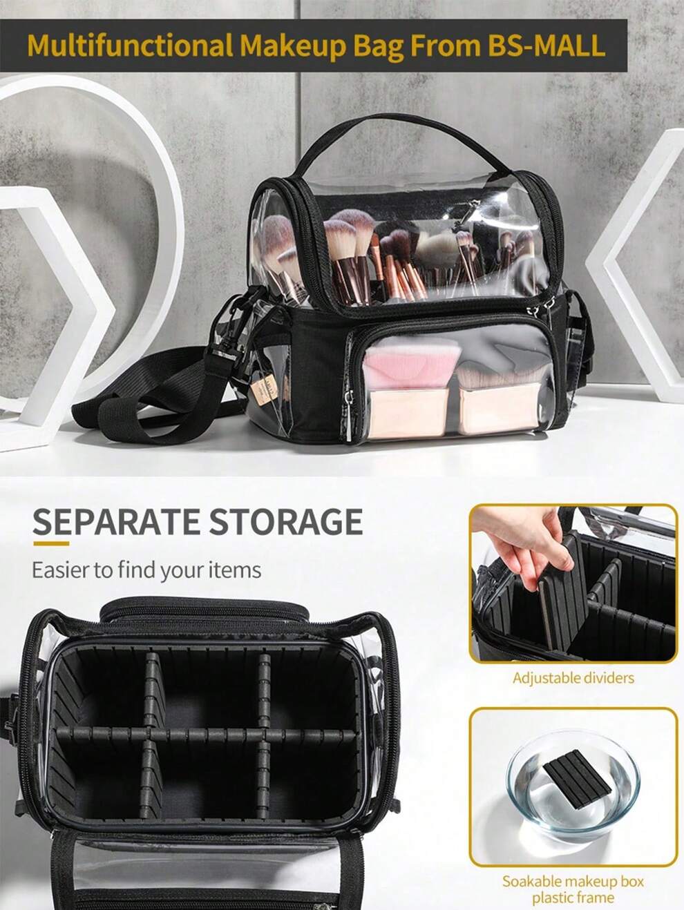 Backpack Large Makeup Brush Holder Case Professional Makeup Artist Travel Case Clear Waterproof Cosmetic Organizer Bag With Adjustable Strap And Dividers,Makeup Bag Makeup Pouch Skincare Bag Toiletry