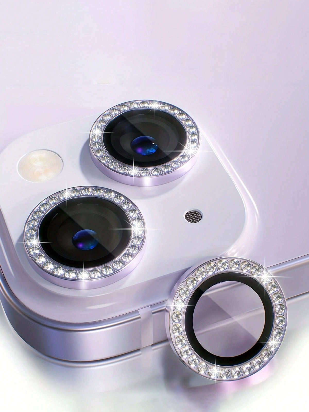 3pcs Bling Glitter Rhinestone Camera Lens Protector Tempered Glass Film Compatible With IPhone 14 Pro Max/Plus/13/12/Mini/Iphone 14 Pro