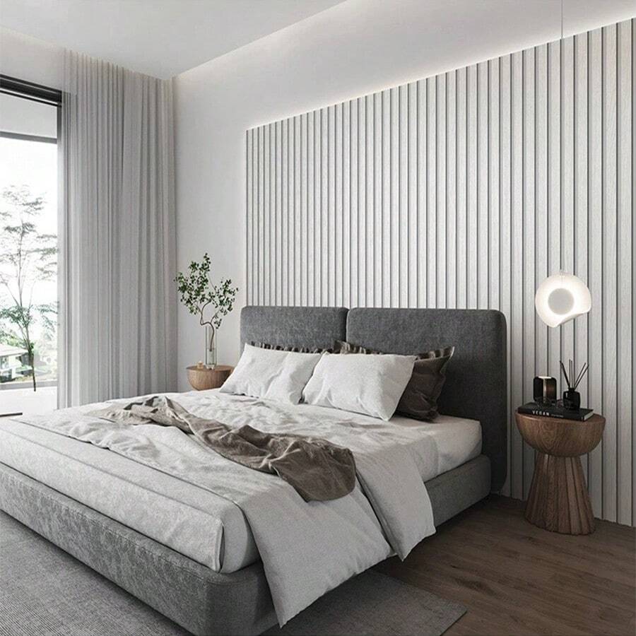 1 Roll Of 45cm/17.72in*300cm,500cm/118.11,196.85in Pvc Self-Adhesive Wallpaper With Modern Minimalist Stripe Design As Instant Wall Sticker For Living Room, Bedroom, Study, Tv Background Wall Decorati