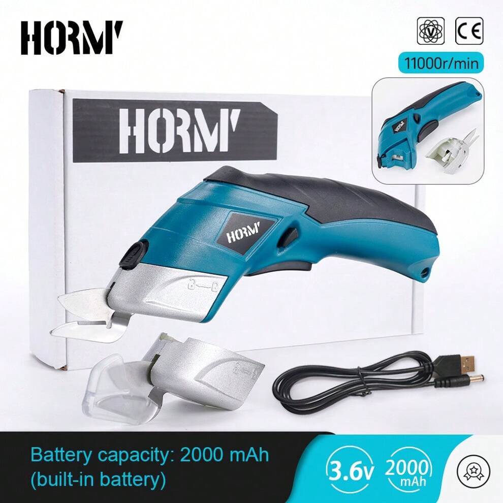 Hormy Electric Scissors Set, For Leather, Gravel Paperboard, Plastic, Aluminum Sheet Cutting, Household Diy Power Tool, Clothing Factory Professional Tool, Pure Copper Core Motor & Tungsten Steel Blad