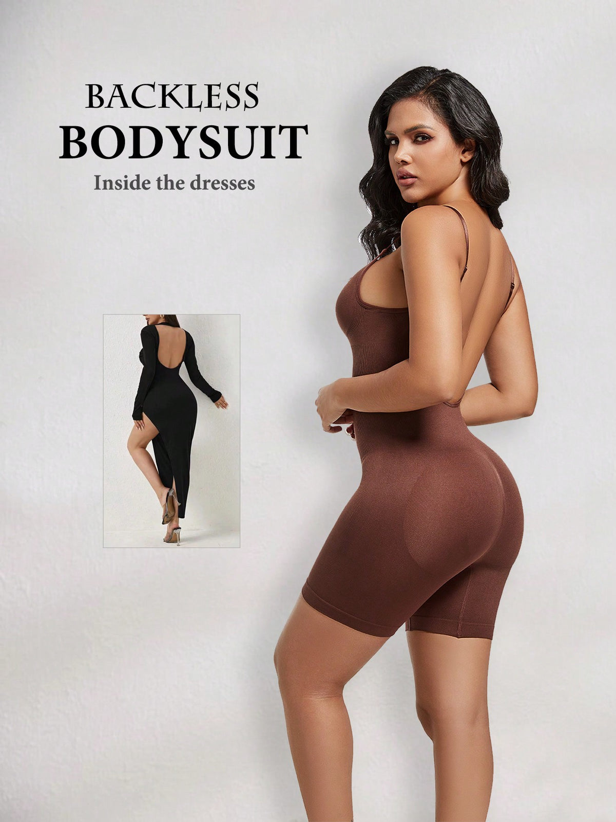 Women Seamless Tummy Control Butt Lifter Backless High-Waisted Shapewear Romper, Suitable For Wearing With A Dress