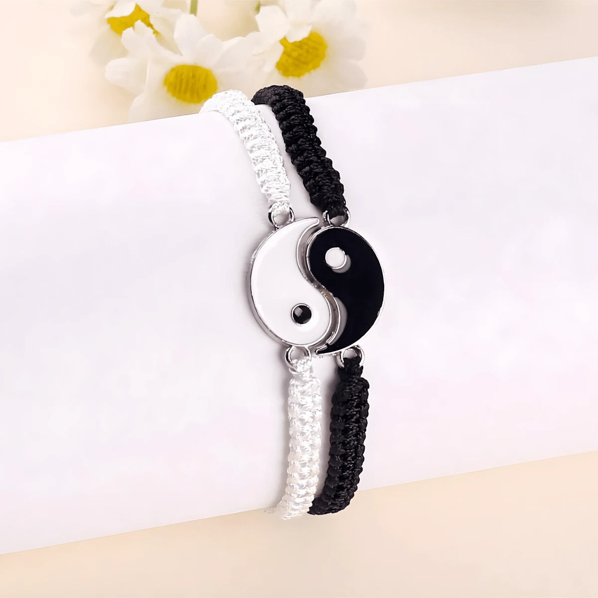 2pcs/Set Yin Yang Tai Chi Matching Bracelet Adjustable Cord Friendship Bracelets For BFF Relationship Boyfriend Girlfriend Gift