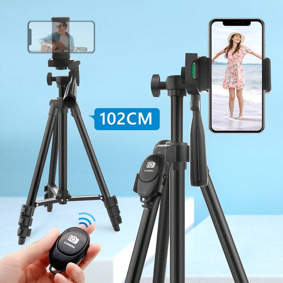 Phone Tripod With Remote Shutter, Aluminum Extendable Tripod Stand, Carrying Bag, Compatible With IPhone/Android/Sport Camera Perfect For Video Recording/Selfies/Live Stream/Vlogging