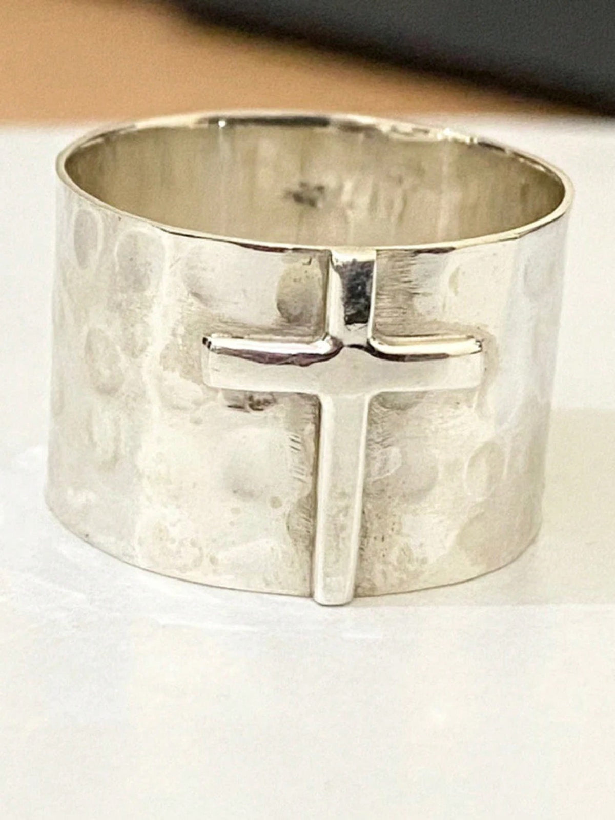 Vintage Band Silver Plated Ring Retro Cross Design Match Daily Outfits Party Accessory Suitable For Men And Women Symbol Of Peace And Protection