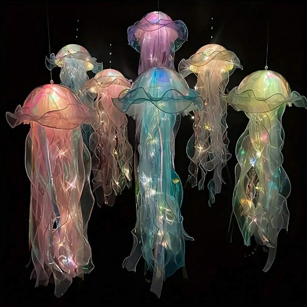 1pc New Design Jellyfish Lamp, Jellyfish Lantern, Jellyfish Themed Room Decor, Party Air Hanging Decoration, Novelty Lamp, Home Decor (With Light)