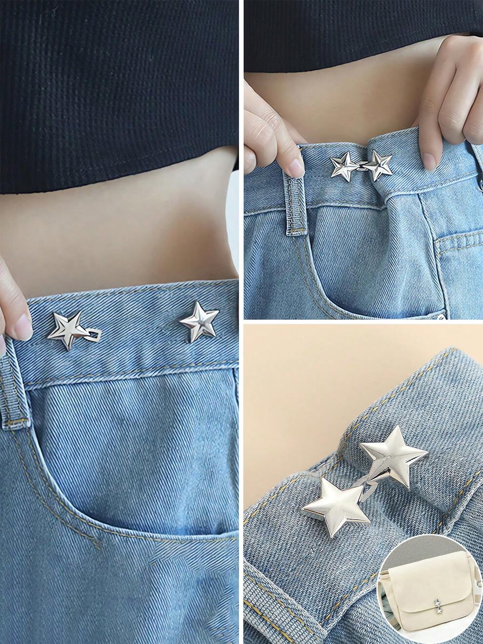 1pc Five-Pointed Star Waist Tightener Buckle Pants Pins Collar Buttons Brooch Pins For Women Durable Fashion Detachable Pant Clip For Jeans, Skirts, Pants Bag Accessories For Women Men Students Teen G