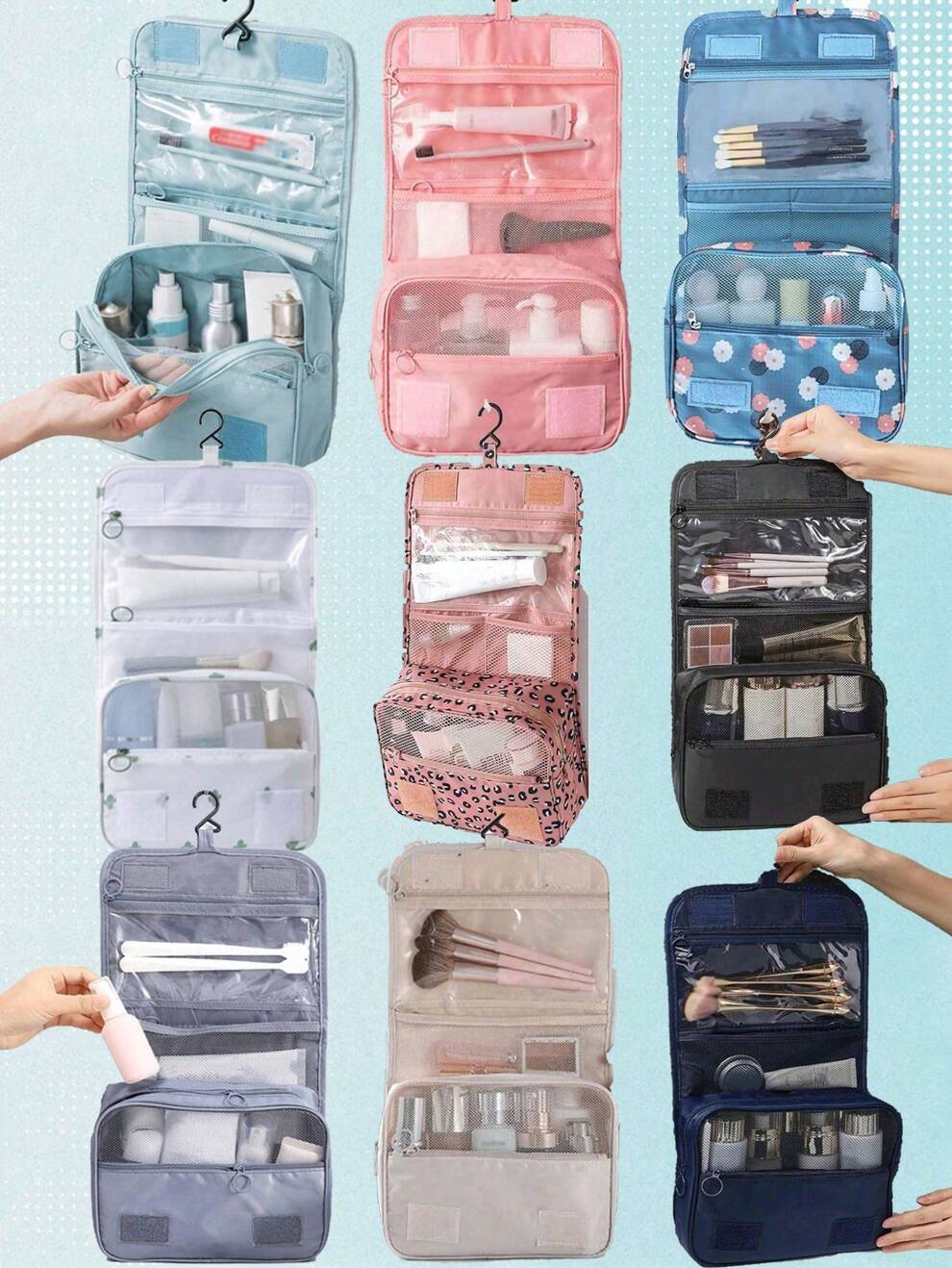 1pc Hanging Toiletry Bag Waterproof Makeup Organizer Bag Travel Storage Bag With Multiple Compartments For Business Trip And Vacation