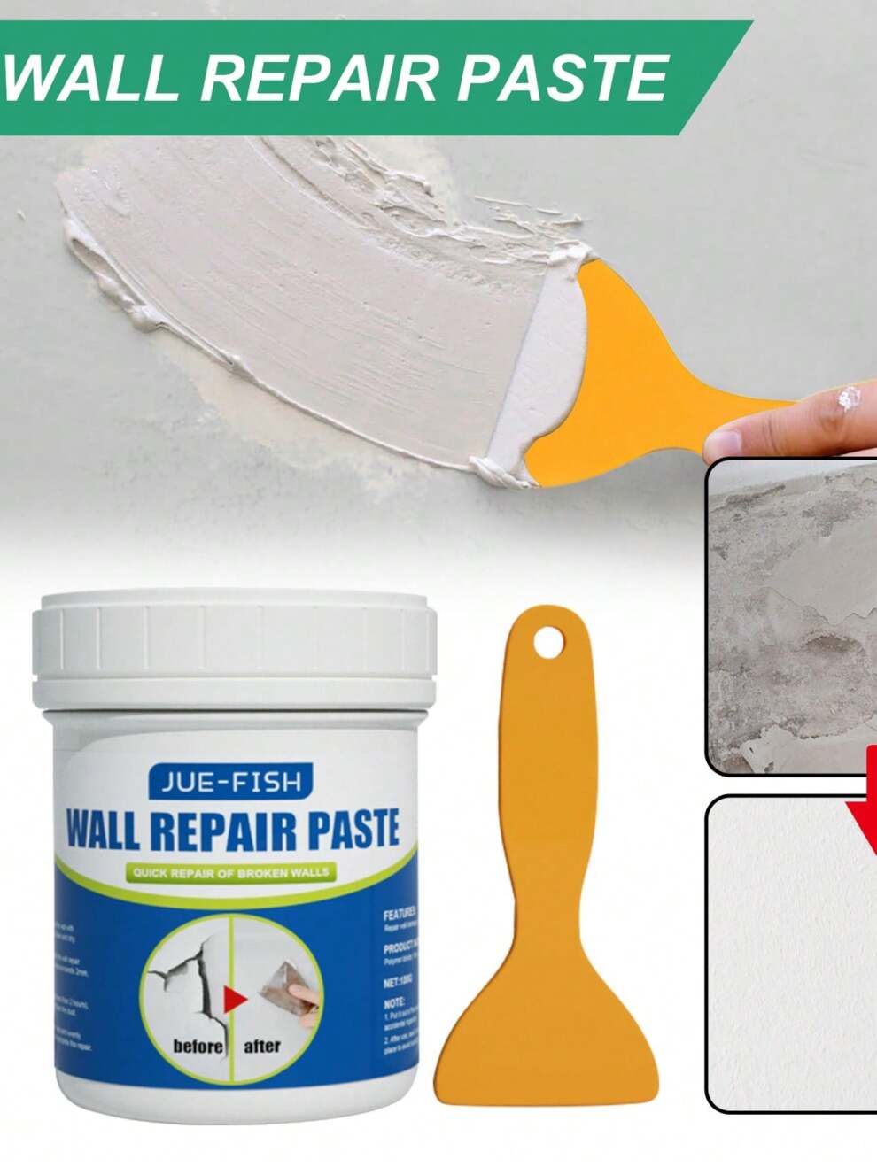 Wall Repair Paste, Cover Stains & Cracks, Prevent Dampness (Random Version Sent By Seller)