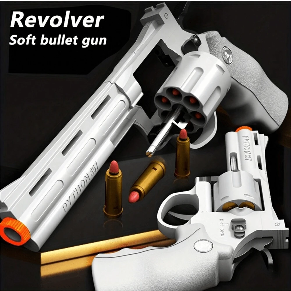 Revolver Toy Gun, Manual Continuous Firing, Soft Bullet, The Cheapest Thing To Buy, Shell Throwing Soft Bullet Gun, Outdoor Entertainment Toys (6 Shells And 12 Soft Bullets Inside)