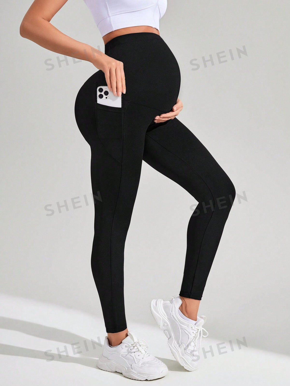 SHEIN Maternity Solid Color High Waist Leggings