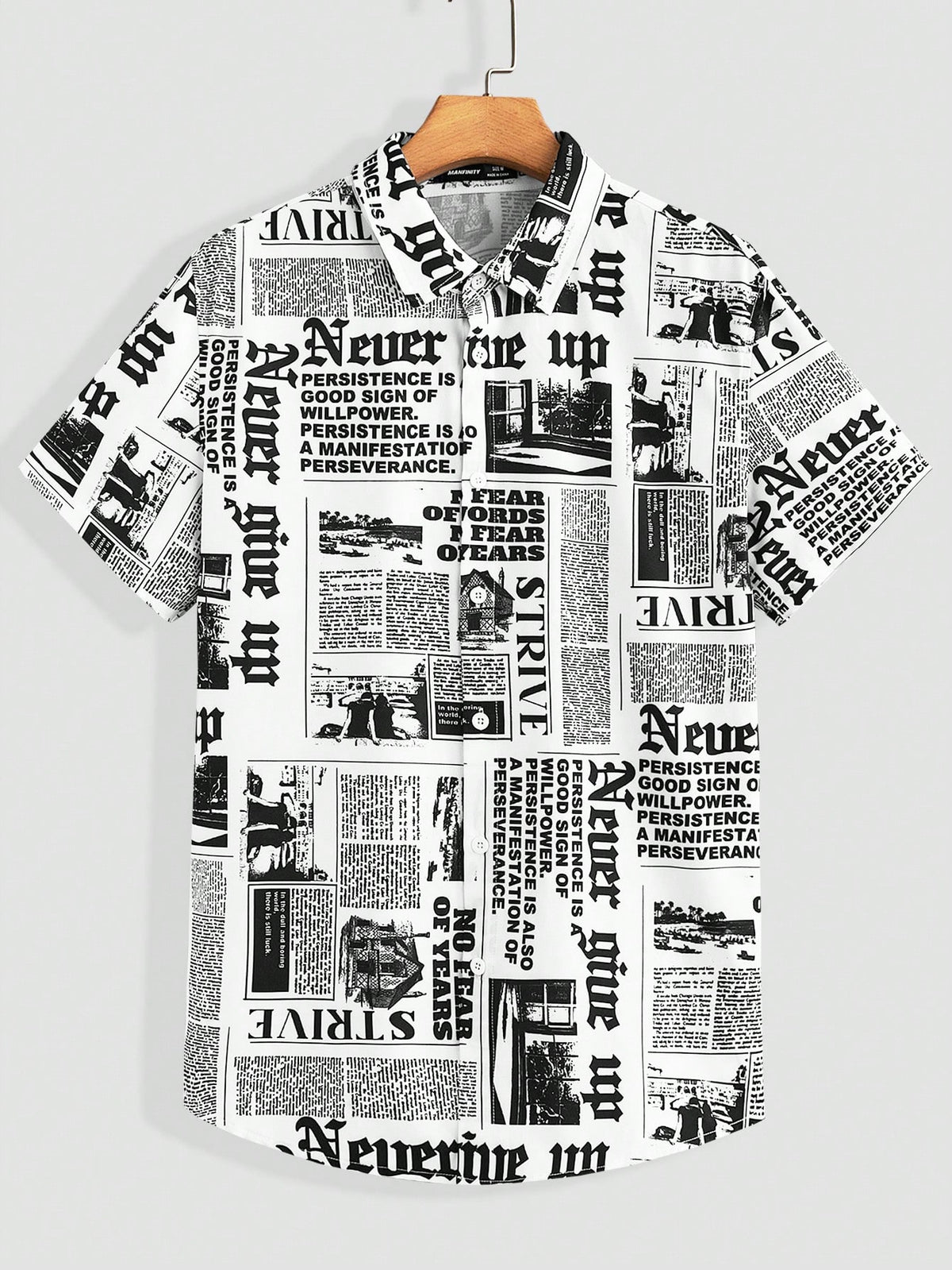 Manfinity Homme Woven All-Over Allover Print Front Button Short-Sleeve Shirt For Summer