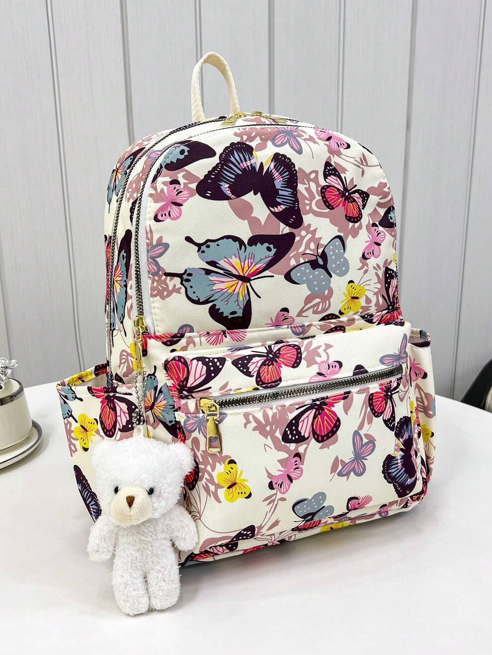 1pc Colorful Butterfly Printed,Fashionable And Versatile Casual Sports Shoulder Bag,Suitable For Girls' Campus,Travel And Leisure,Tready Backpack,Bag For School,Bag School,School Bag,Portable,Laptop C