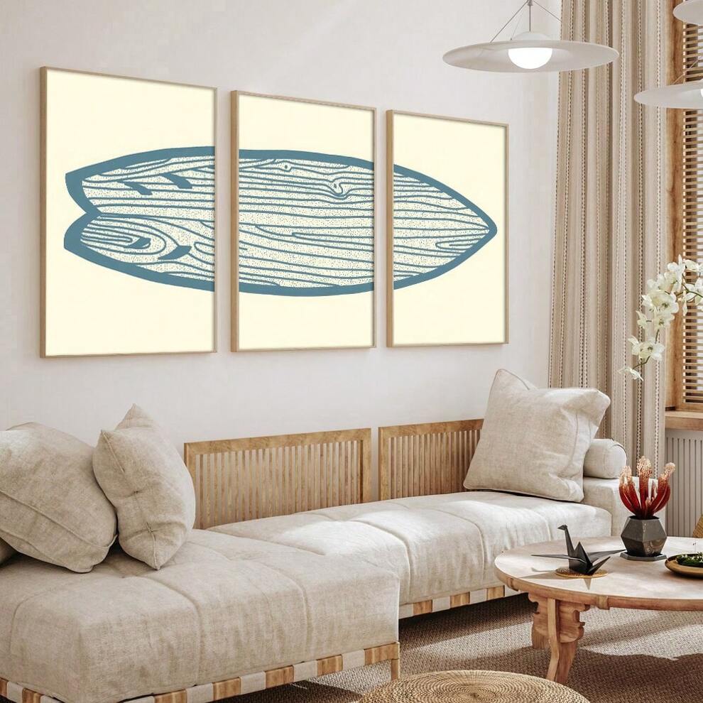 Set Of 3 Surfboard Summer Beach Art Canvas Poster Print Coastal House Tropical Decor Surf Art Painting Minimalist Wall Picture For Living Room,Bedroom,Home Decoration,Gift,Unframed