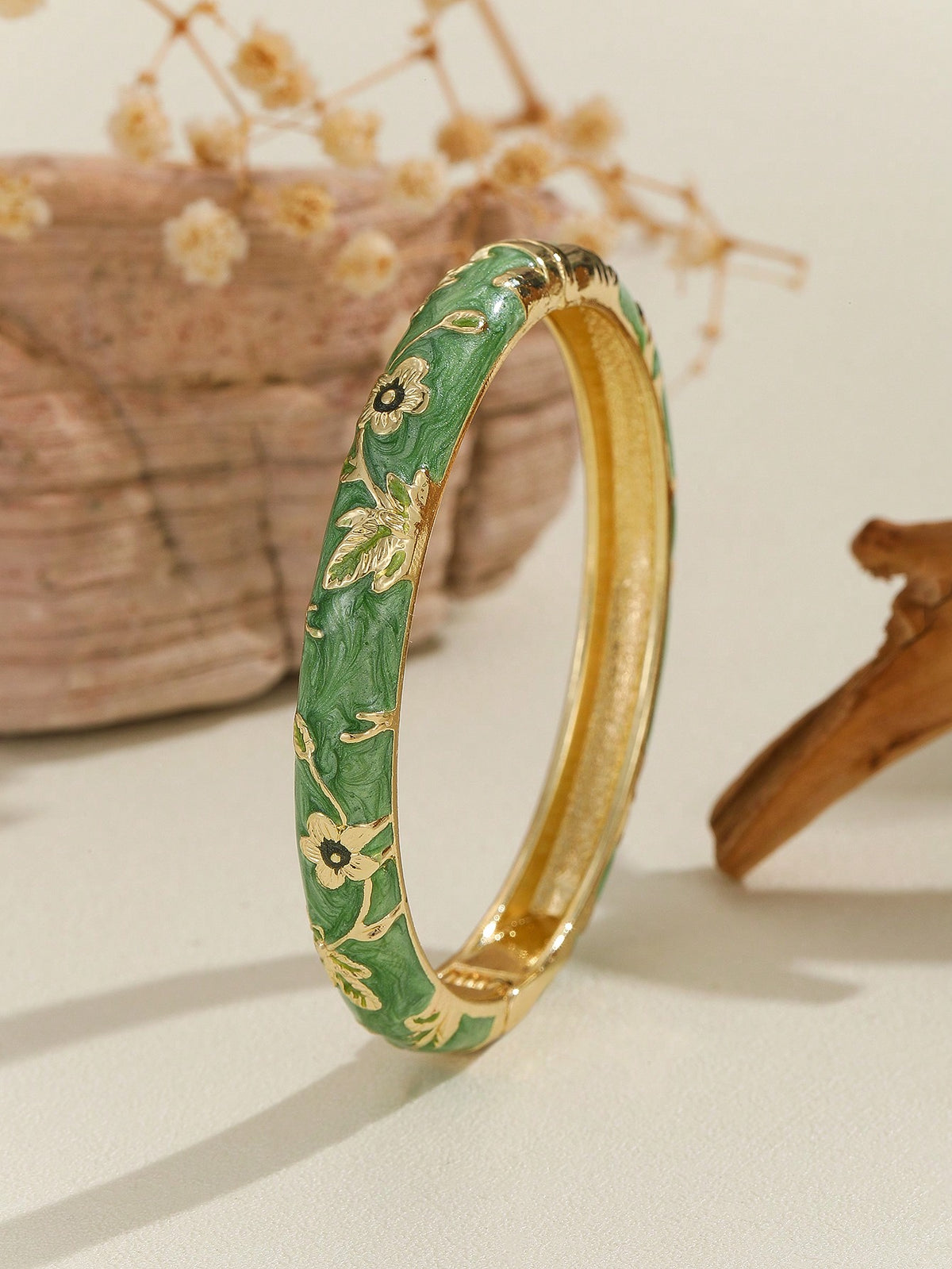 1pc Cloisonne Enamel & Gold-Plated Bracelet For Women