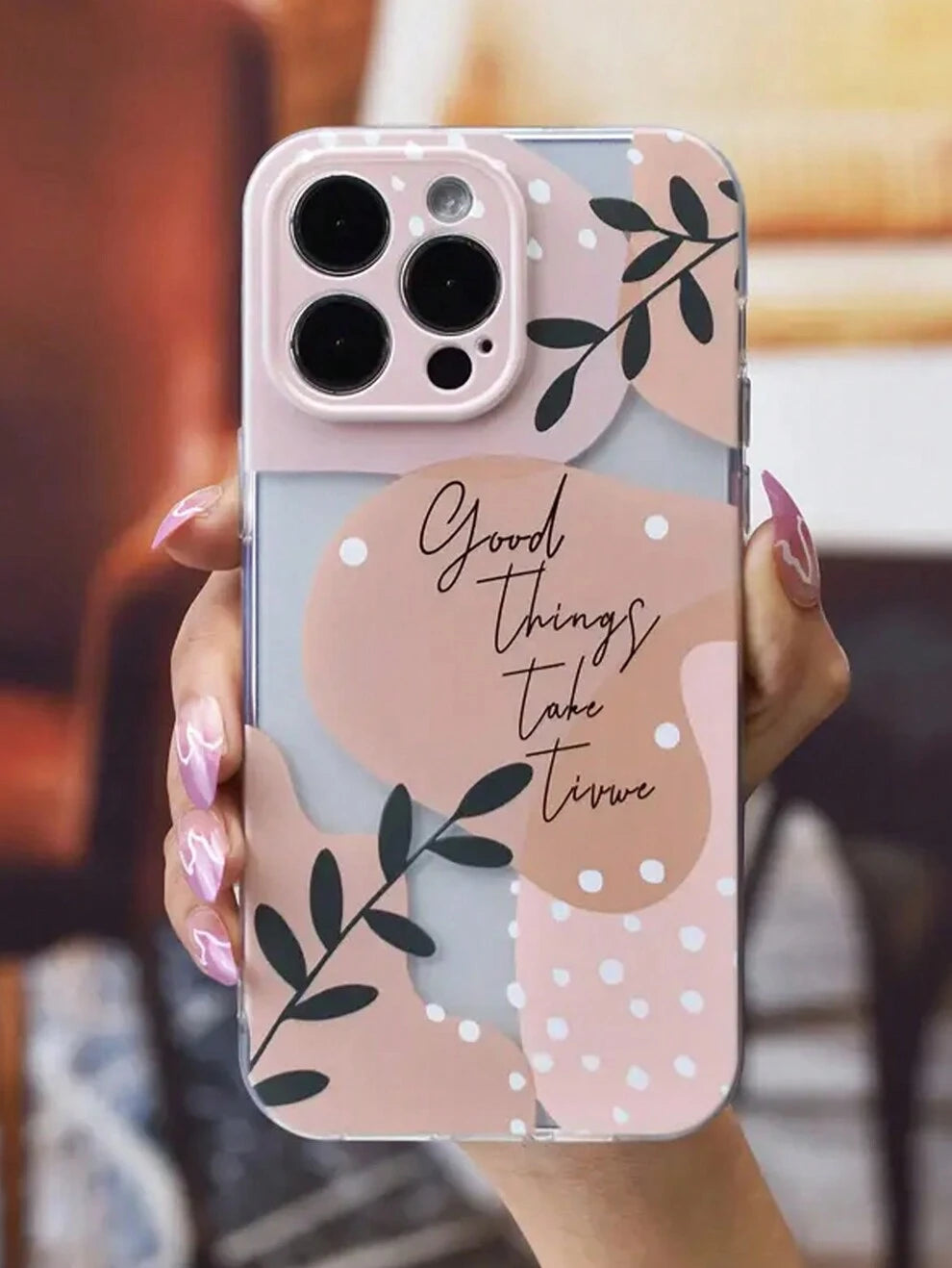 Summer 1pc Leaf Color Block Pattern Transparent Anti-Drop Phone Case Comptible With IPhone 15 14 13 12 11 Pro Max, Samsung A12 A32 A51 A52 S20fe S22 & Huawei P30 Lite