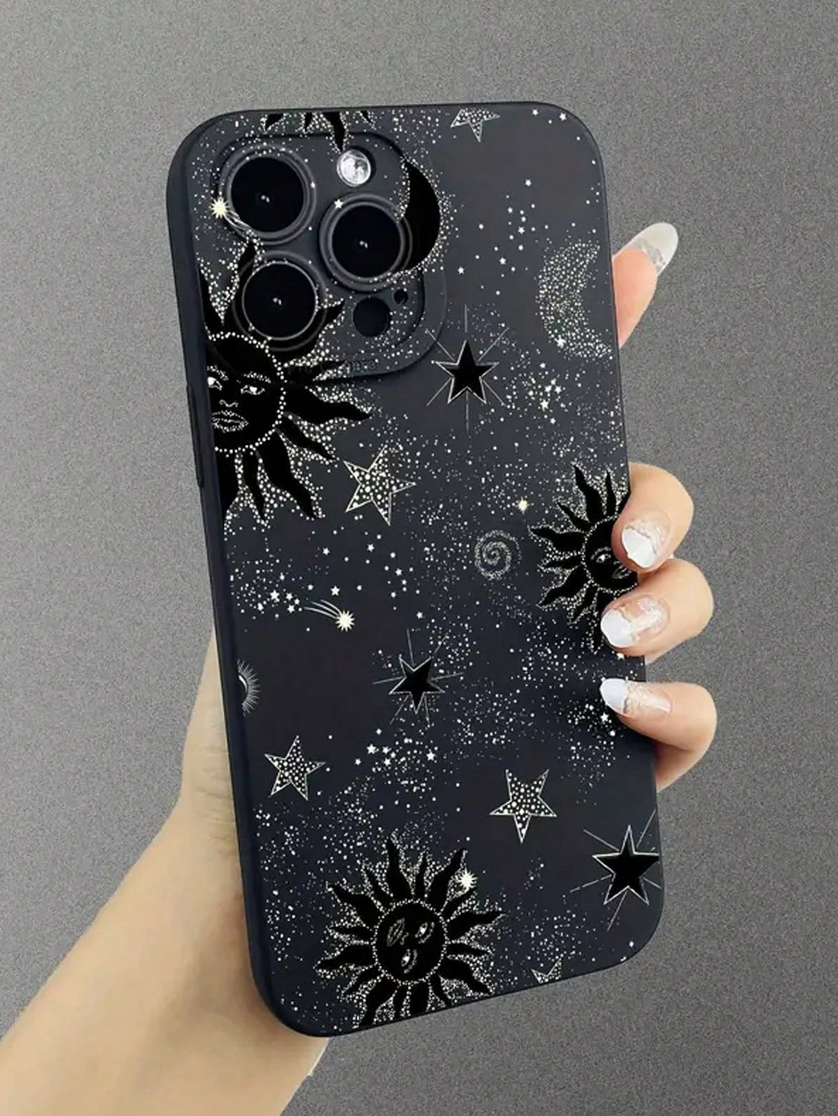 1pc Style Black & Gold Moon & Star Full Coverage Camera Protective Case Compatible With IPhone 15 14 13 12 11promax, X/Xr/Xs Max, Samsung A13 A52 A53 S20fe S22