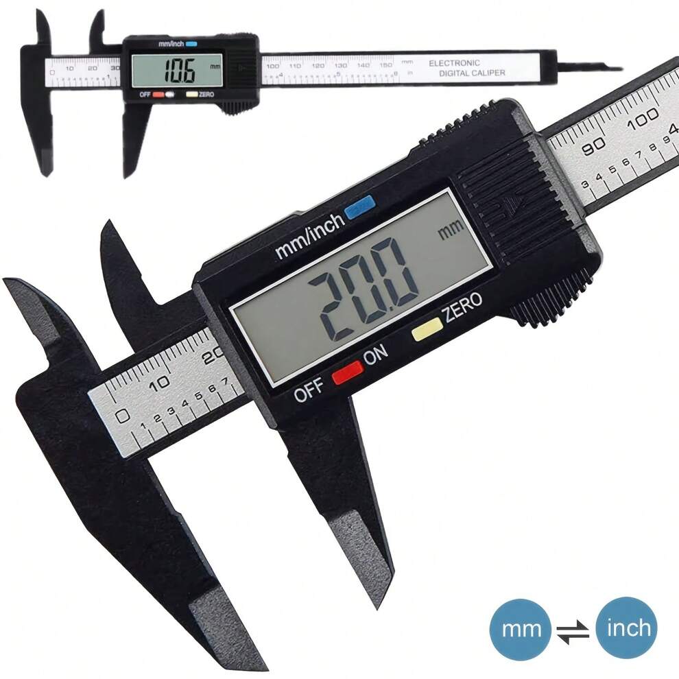 1pc 0 - 6" / 0 - 150mm Digital Caliper Measuring Tool Electronic Micrometer Caliper Electronic Digital Caliper Carbon Fiber Dial Vernier Caliper Gauge Micrometer Measuring Tool Digital Ruler