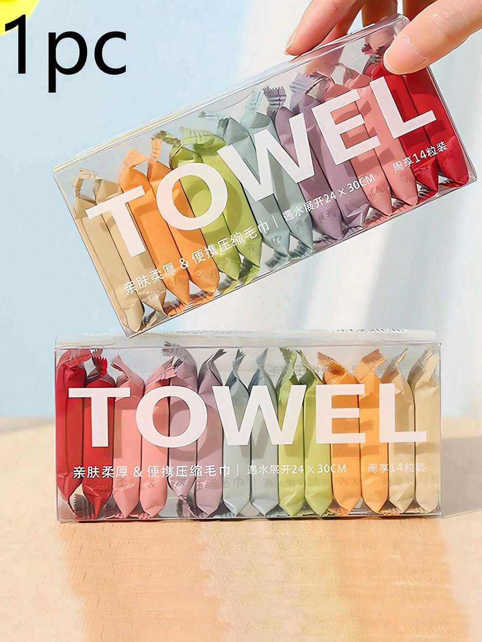 A Pack Of 14 Pieces Compressed Disposable Washcloths Travel Portable Facial Cleansing Towel Thickened Wet And Dry Dual-Use Travel Essentials Travel Accessories Compact And Portable Honeymoon Use Compr