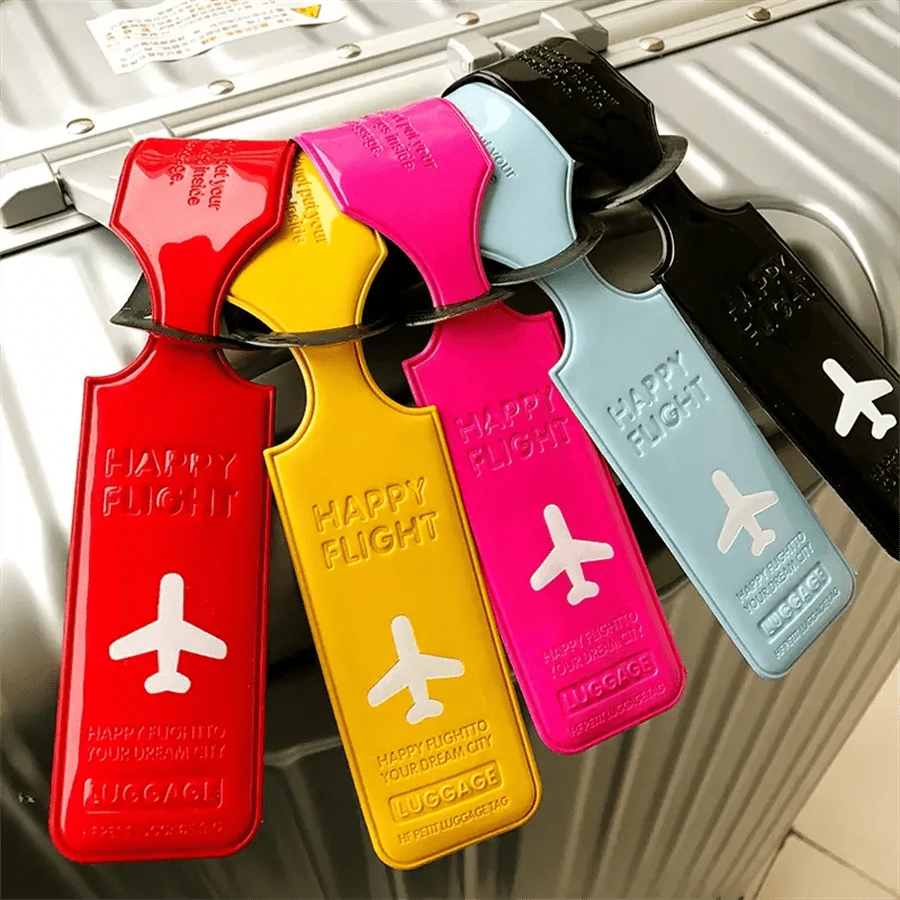 1pc Creative Plane Pattern Baggage Tag, Travel Accessories, Luggage Tag PU Leather Tag Suitcase Tag, ID Address Label, Airplane Boarding Tag, Travel Carrying Identification Tag Travel Essentials Trave