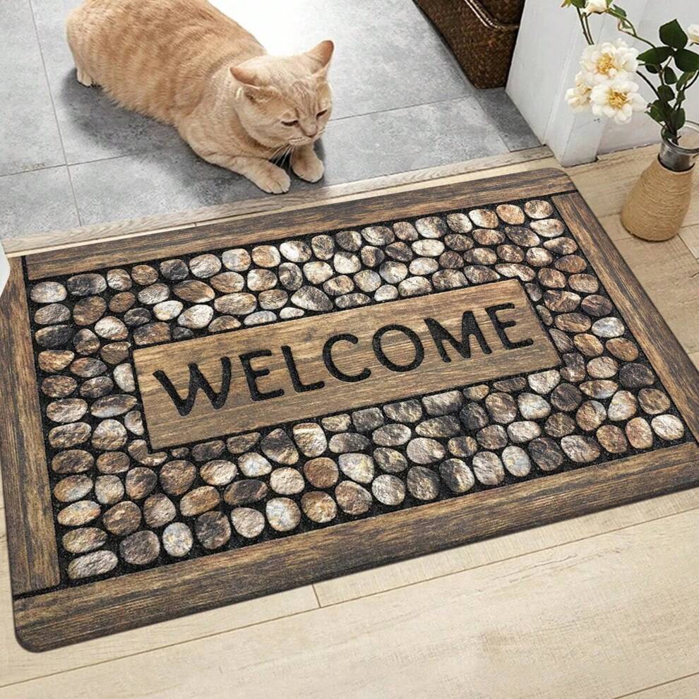 1pc Faux Pebble Printed Entry-Level Indoor Carpet, Anti-Skid, Wear-Resistant, Stain-Resistant, Soft Rug, Floor Mat Suitable For Living Room, Bedroom, Kitchen, Etc.