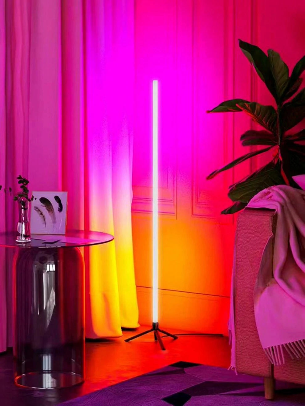 1 Piece LED Colorful Tube Romantic Ambient Light APP Dimming Rgb Floor Lamp With Remote Control Send USB Cable Suitable For Home Party Holiday Decoration