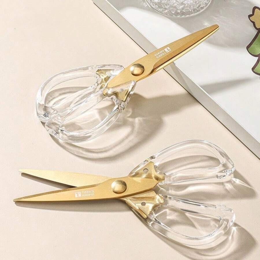 1pc Crystal-Clear & Sharp Stainless Steel Scissors For Kitchen, Home, Sewing And Outdoor Emergency