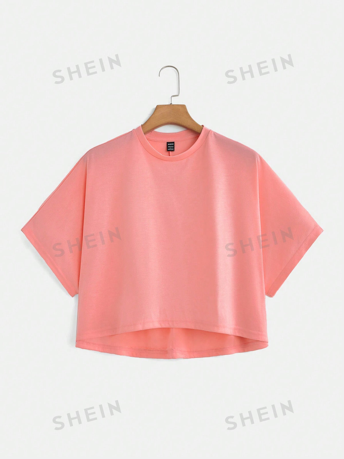 SHEIN EZwear Solid Batwing Sleeve Crop Tee