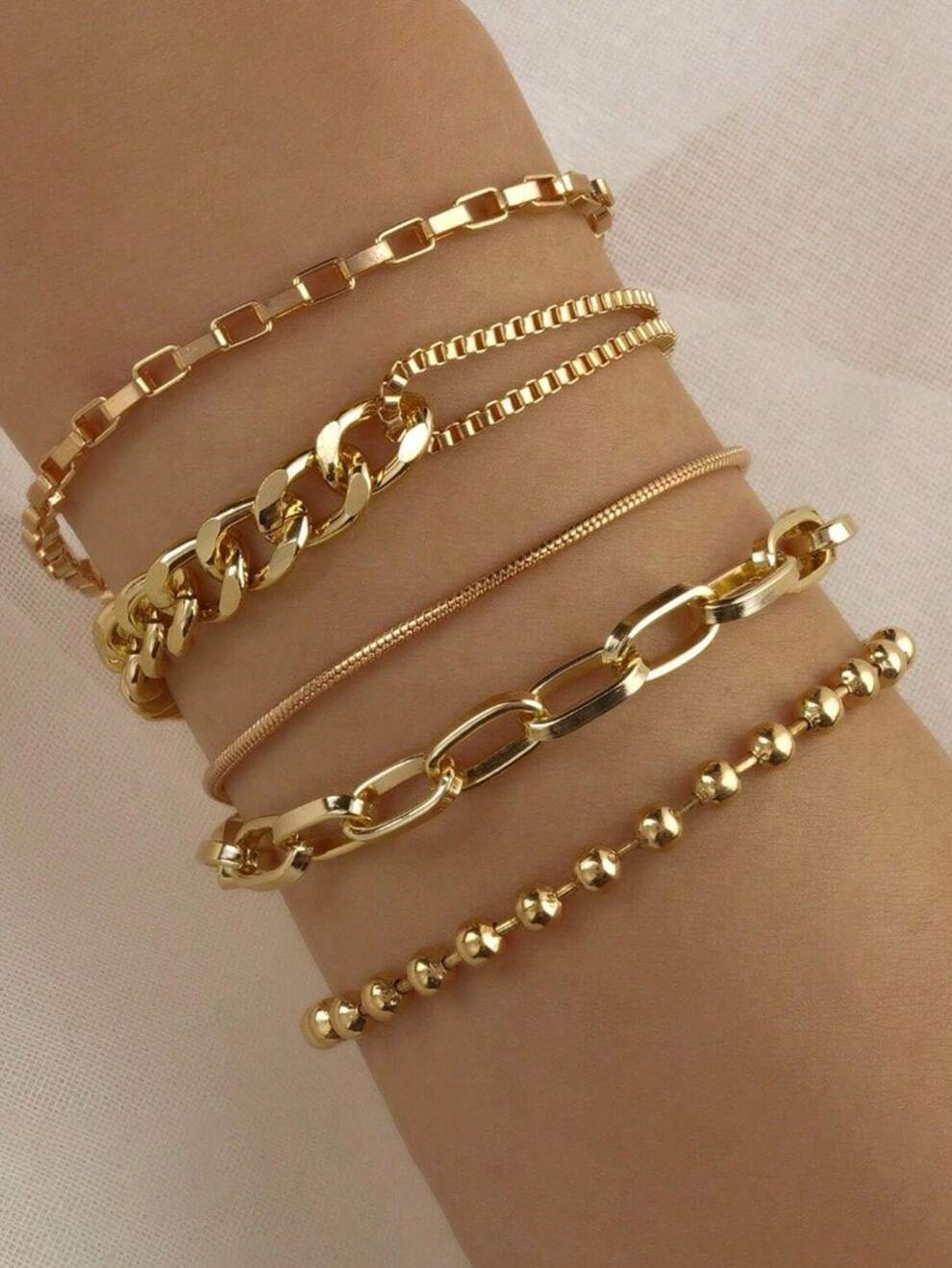 5pcs/Set Women's Fashion Chain Bracelets With Multiple Elements, Creative & Retro Style, Suitable For Gift, Party, Daily Wear And Layered Style Outfit