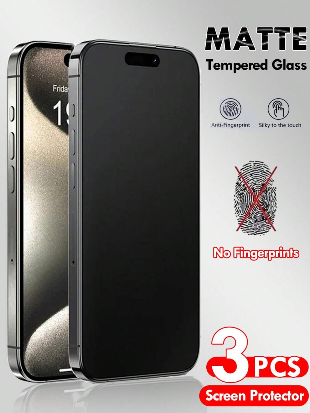 3 Pcs Full Cover Matte Tempered Glass Compatible With IPhone [Touch Sensitivity] [Anti-Fingerprint]