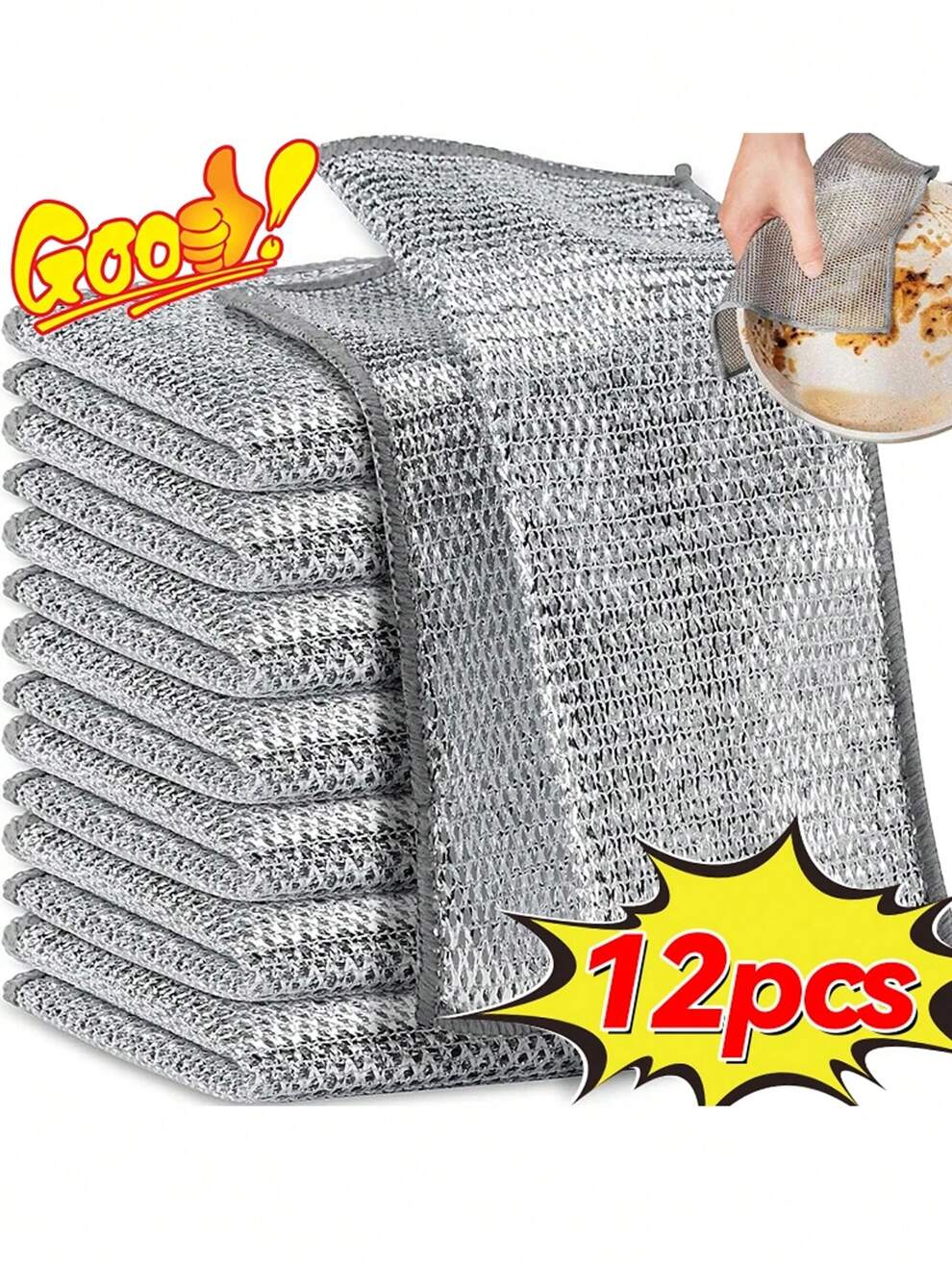 12/1pc Two Styles Randomly Shipped,Magic Cleaning Cloth Thickened Double -Sided Metal Steel Wire Rags Kitchen Dish Pot Washdishing Cloths Towel Clean Tools