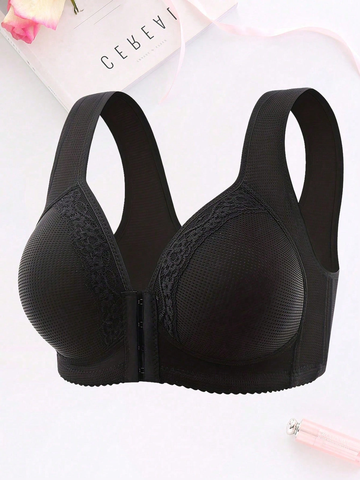 Women Front Closure Wireless Bra, Comfortable Breathable Front-Closure Simple Bra, Lingerie