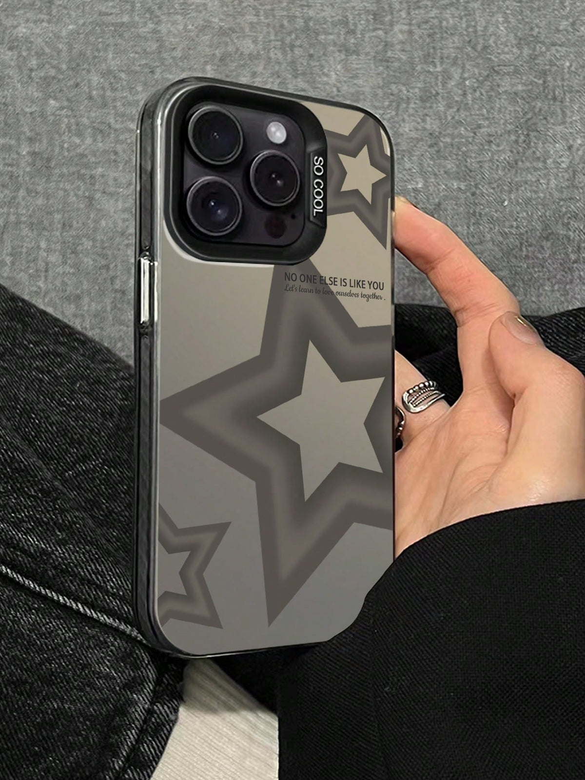 Y2k 1pc Gray Starry Gradient Pattern Phone Case