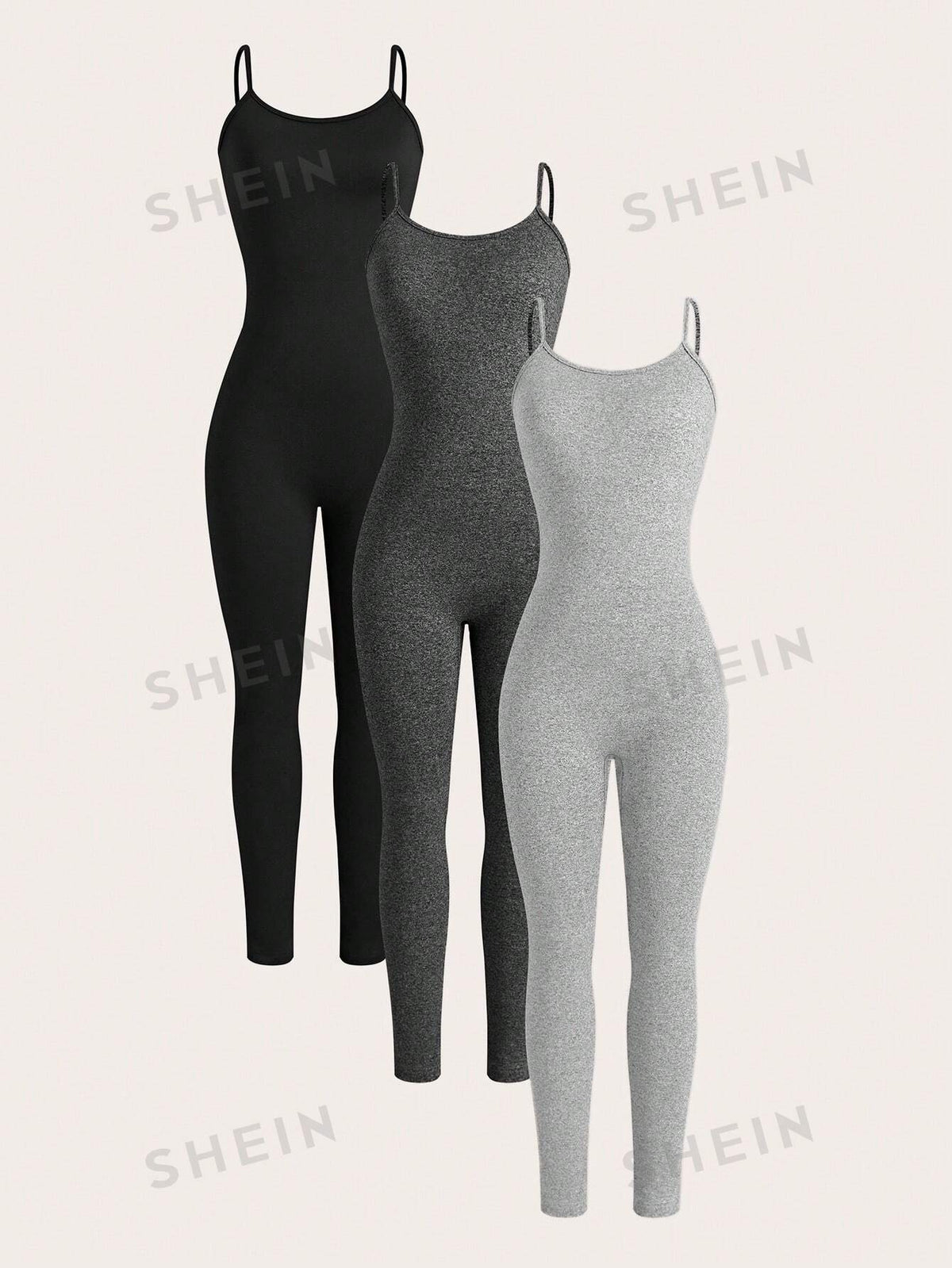 SHEIN EZwear Ladies' Tight Fitting Jumpsuit Unitard With Straps