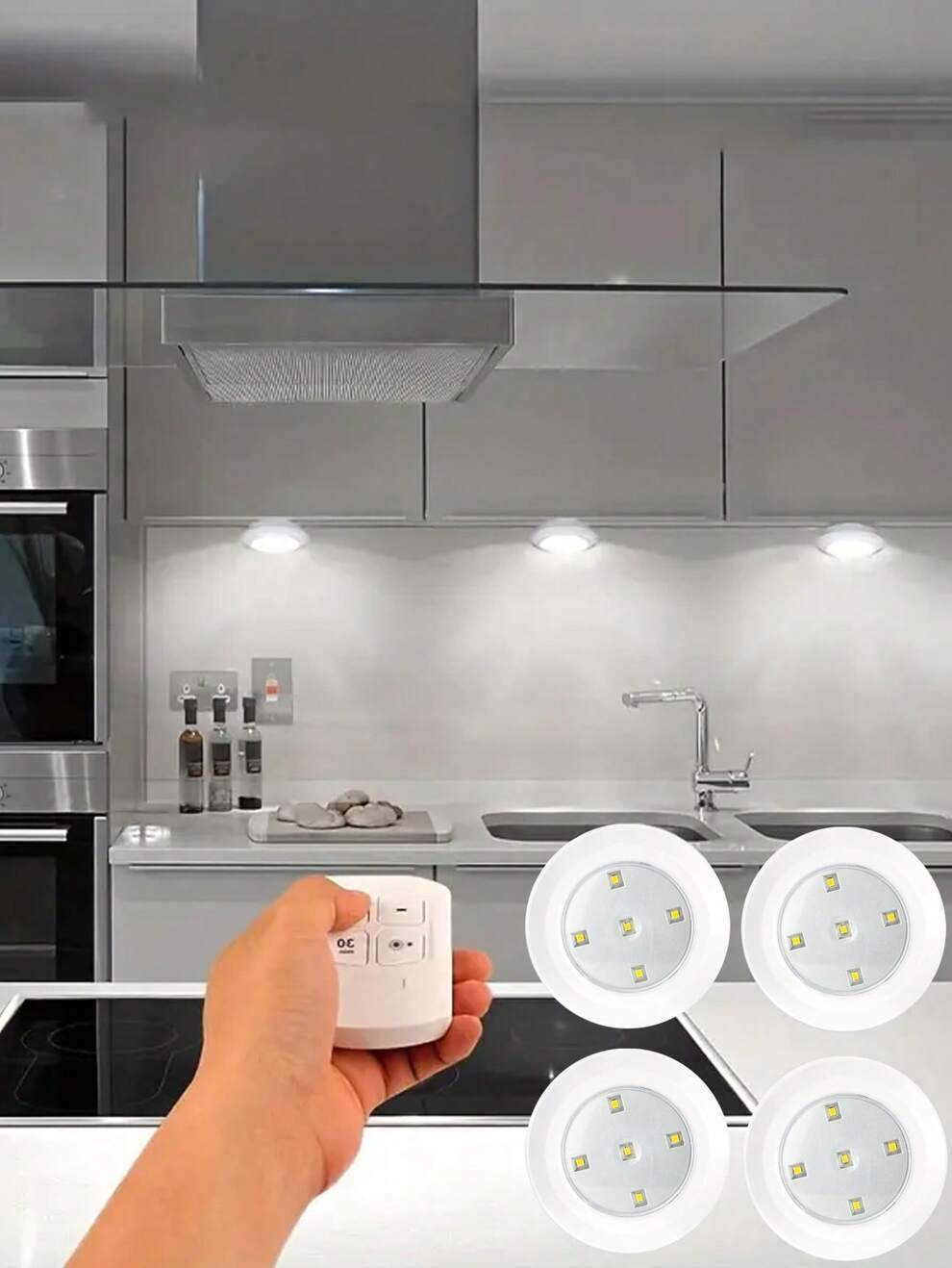 1/3/6pcs Led Lights With 1pc Remote And Touch Sensor Function, Smart Home Wireless Led Light, Adjustable For Kitchen And Under Cabinet Lighting Or Bedroom Wardrobe