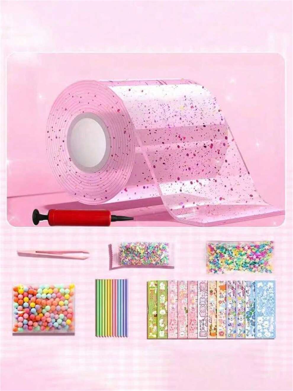 1set Sparkly Nano Glue Bubble Toy, Including Random Accessories For Pinching, Sticking And De-Stressing