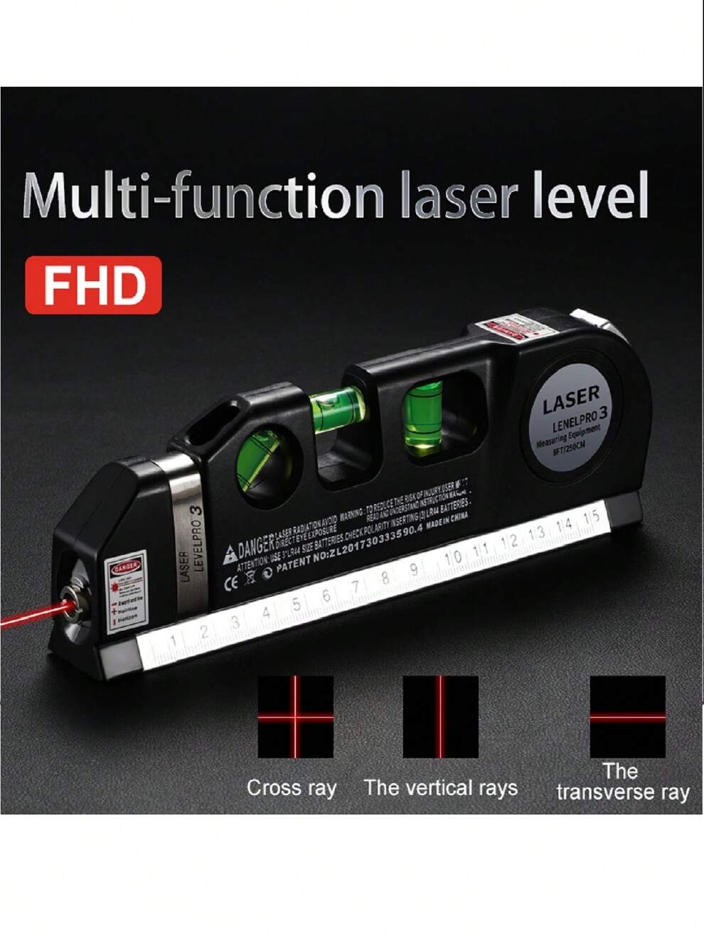 1pc Precision Multi-Purpose Laser Level Horizontal Vertical Laser Beam Measuring Tape Magnetic Laser Level Non-Magnetic Laser Level For Construction Interior Design(Without Level Support)