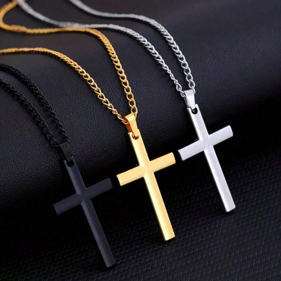 1pc Novelty Minimalist Cross Necklace, Unisex Alloy Pendant Necklace For Men And Women