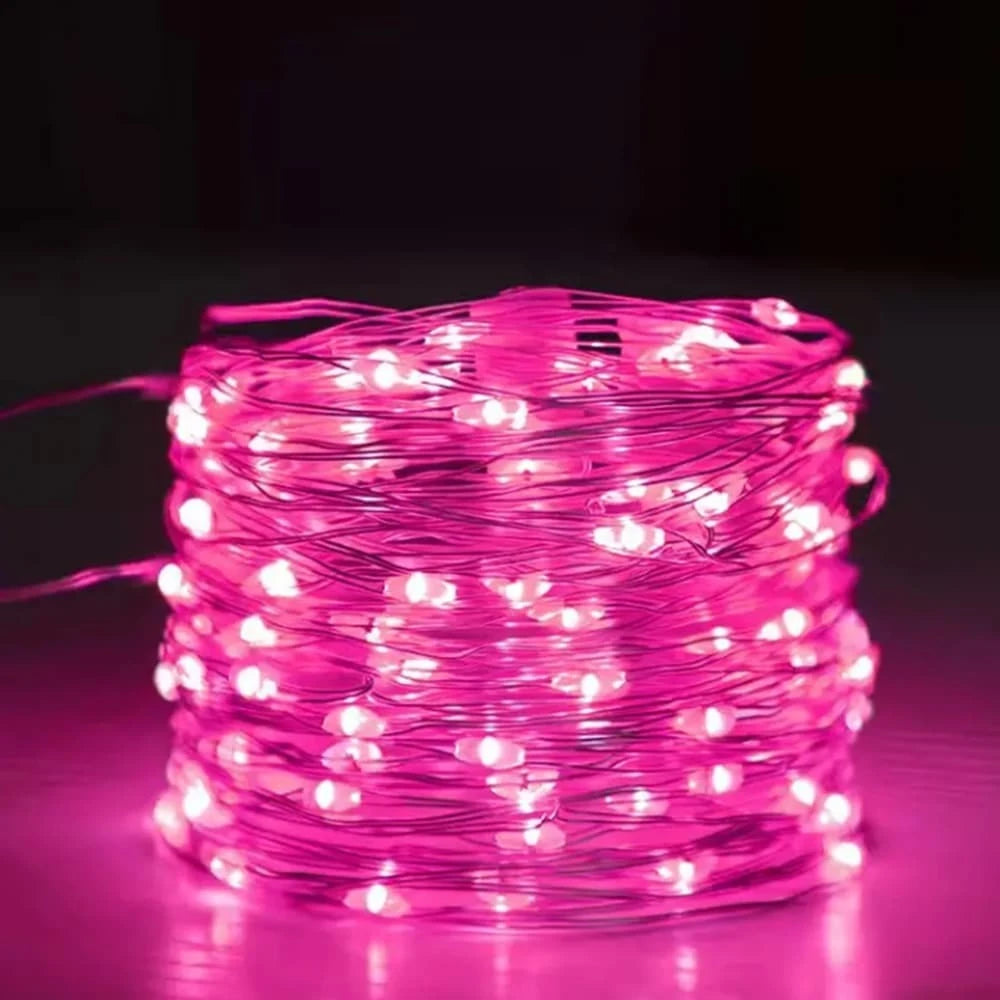 1 String Of Led Fairy Lights, Pink Color, Battery-Powered Copper Wire String Lights, Suitable For Gift, Bedroom, Christmas, Party, Wedding, Centerpiece, Halloween, Bouquet, Yard Decoration, 3m/5m (Bat