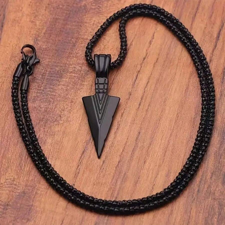 1pc Triangle Arrow Pendant Fashionable Men's Necklace, Punk Style Jewelry For Boyfriend Birthday Gift