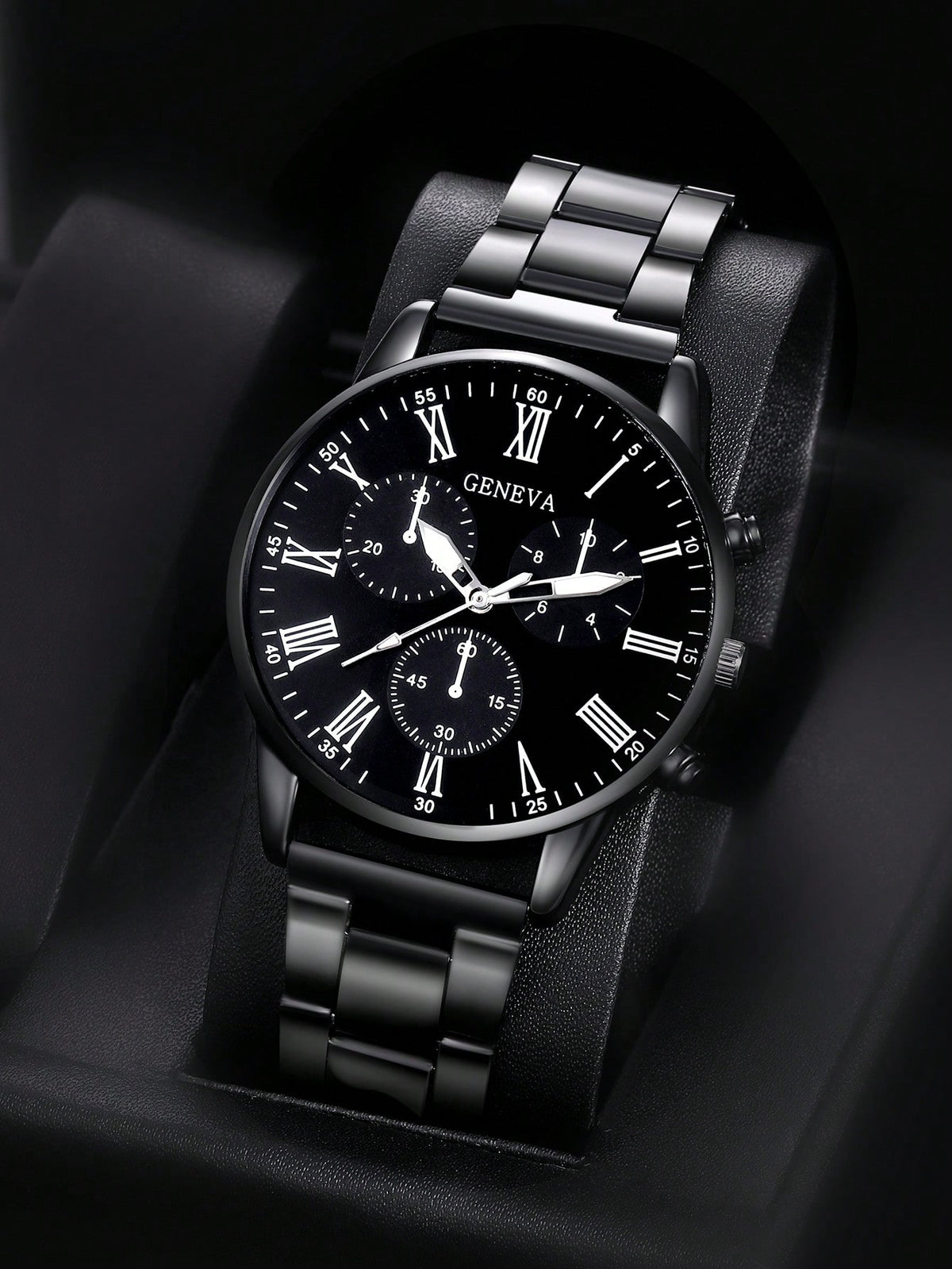 Men Watch 1pc Men Silver Stainless Steel Band Calendar Casual Quartz Wristwatch Watch For Men