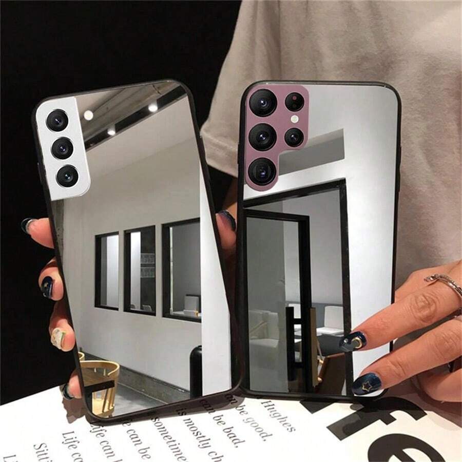 Soft Silicone Makeup Mirror Cases Compatible With Samsung Galaxy S24 Ultra S20 S23 FE S22 Ultra S23 Plus A14 A34 A54 A25 A53 A52 A52S 5G ShockProof Case