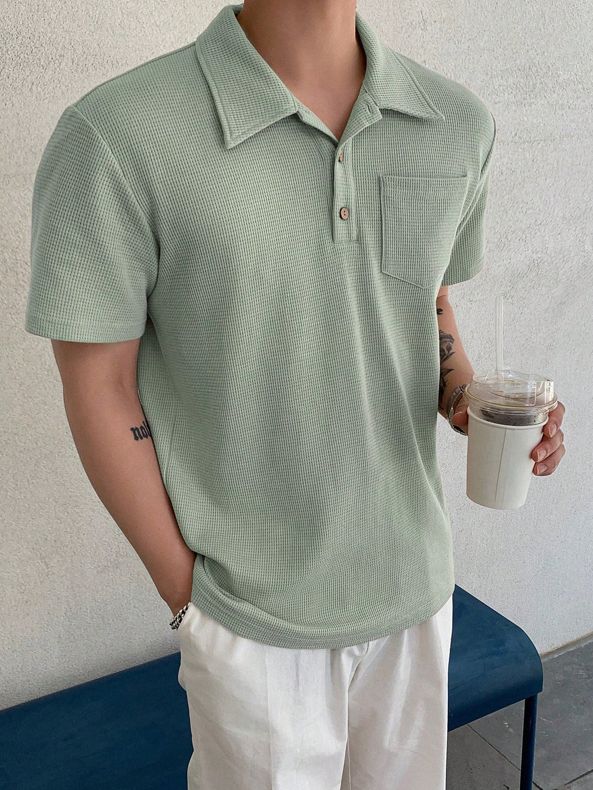 DAZY Men's Summer Solid Color Polo Shirt