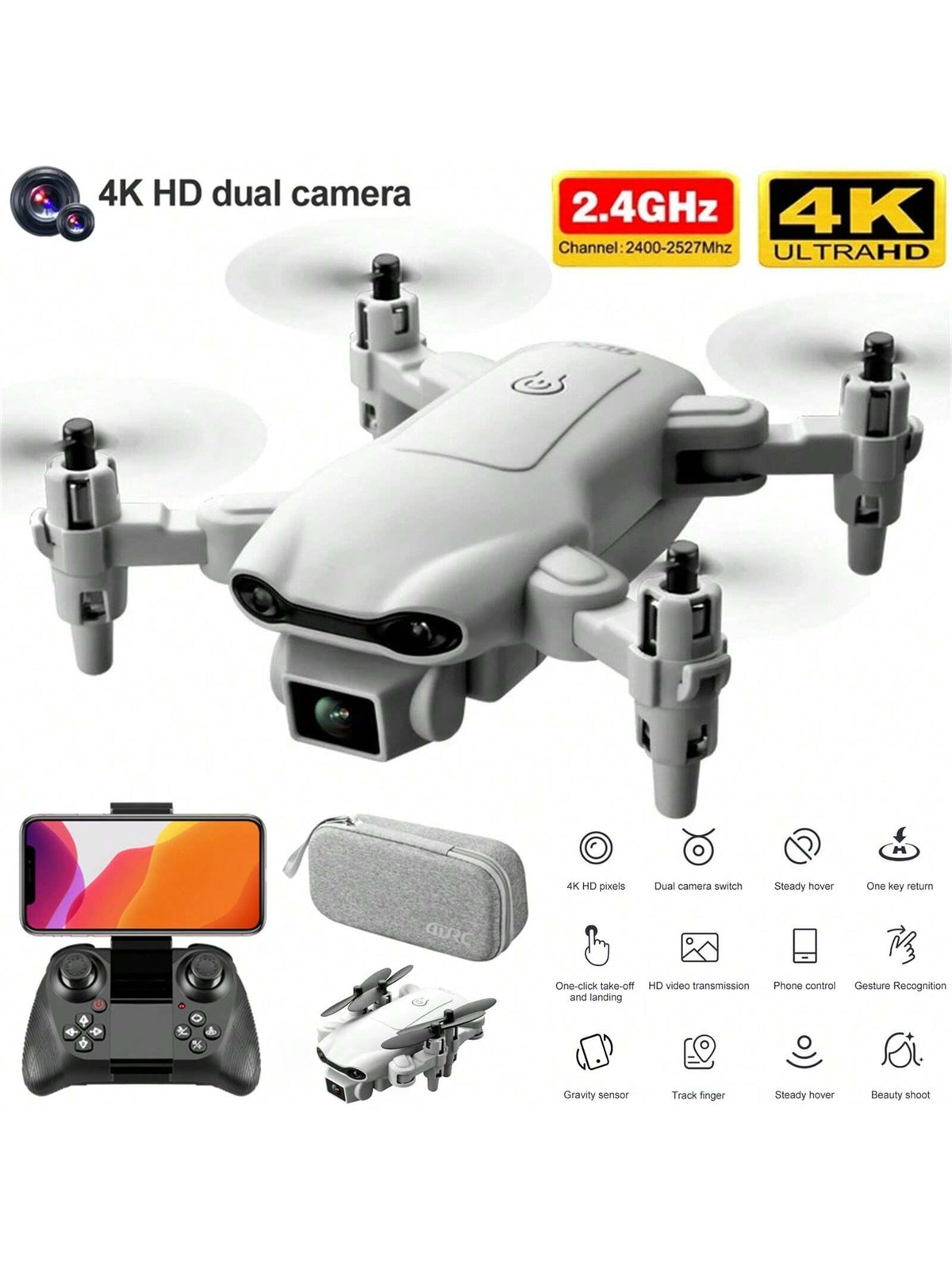 Mini RC Drone 4k HD Wide Angle Camera WIFI FPV Drone Dual Camera Quadcopter