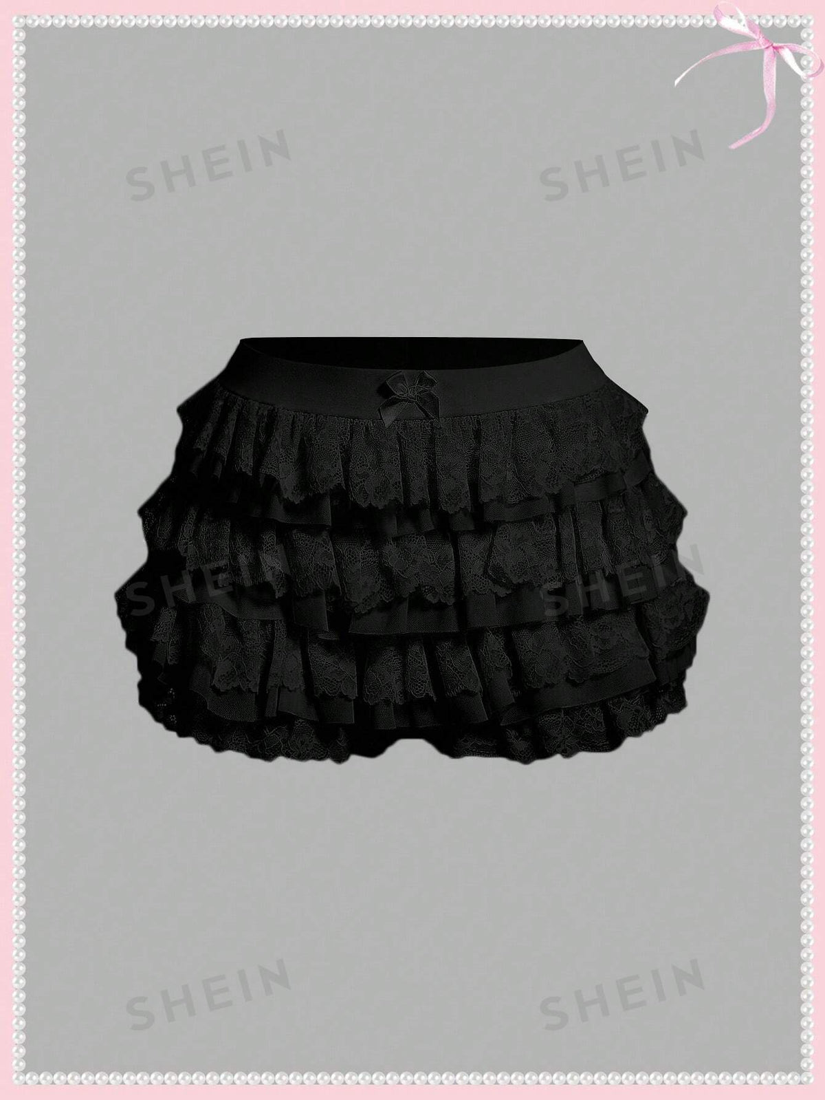 SHEINNeu Summer  Coquette Shorts Balletcore  Sweet Bow Kawaii Mesh Contrast Lace Ruffle Trim Low  Mini Shorts Summer Shorts Summer Women Clothes Cute Shorts Beach Holiday