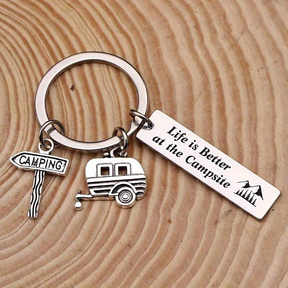 1pc Life Is Better At The Campsite Keychain For Men, Rv Camper Trailer Accessories, Camping Travel Trailer Keychain