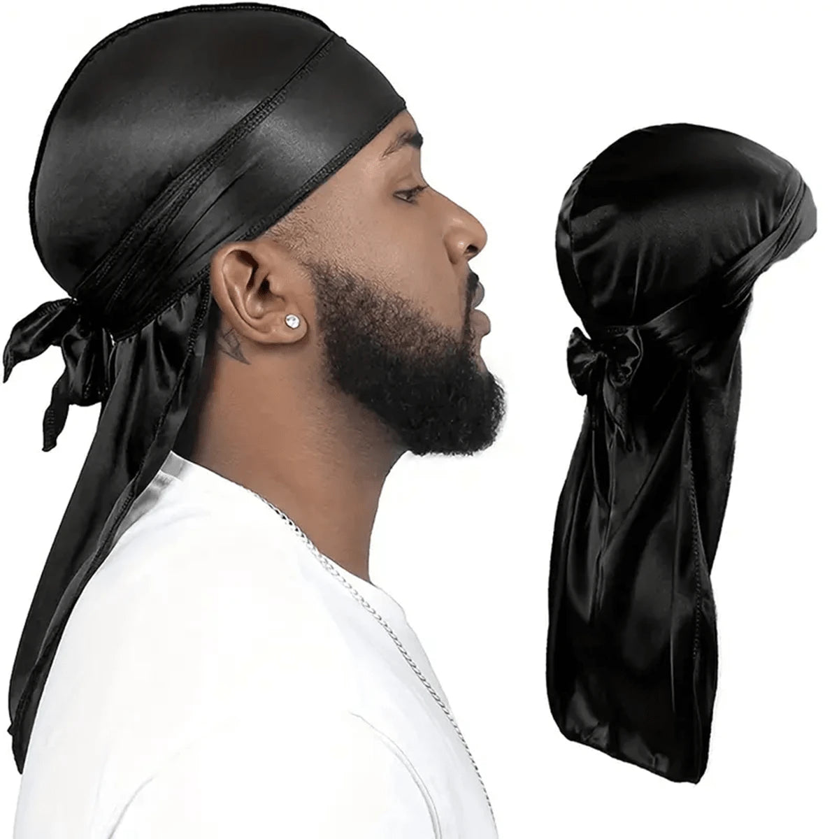 1PC Men's And Women's Durag Long Tail Scarf Silky Satin Pirate Hat Scarf